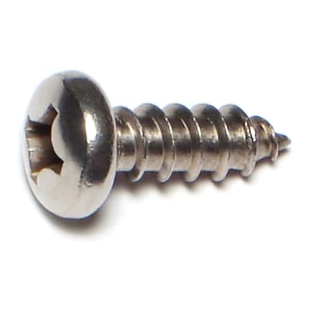 Sheet Metal Screw, #14 X 3/4 In, 18-8 Stainless Steel Pan Head Phillips Drive, 12 PK